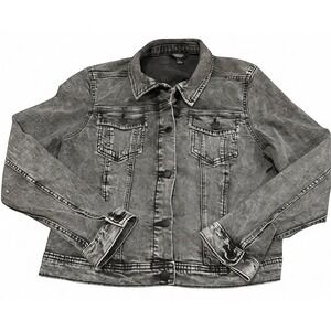 Simply Vera Vera Wang Black Acid Wash Denim Jean Jacket Women's Large L